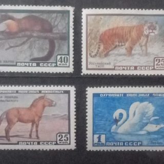 Russia 1959 60 birds ans animal Sc 2213 2216. Set of 4 stamps