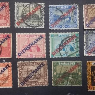 Saar 1922 23 official series. Set of 12 different stamps