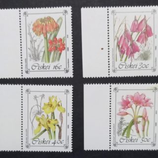 Ciskei ( erstwhile South Africa) Mar 17 1988 issue of endangered and protected plants species. Flowers sc 118 121 complete set.